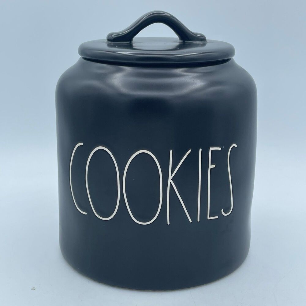 Rae Dunn by Magenta Black COOKIES Canister White Lettering 7.5” #181
